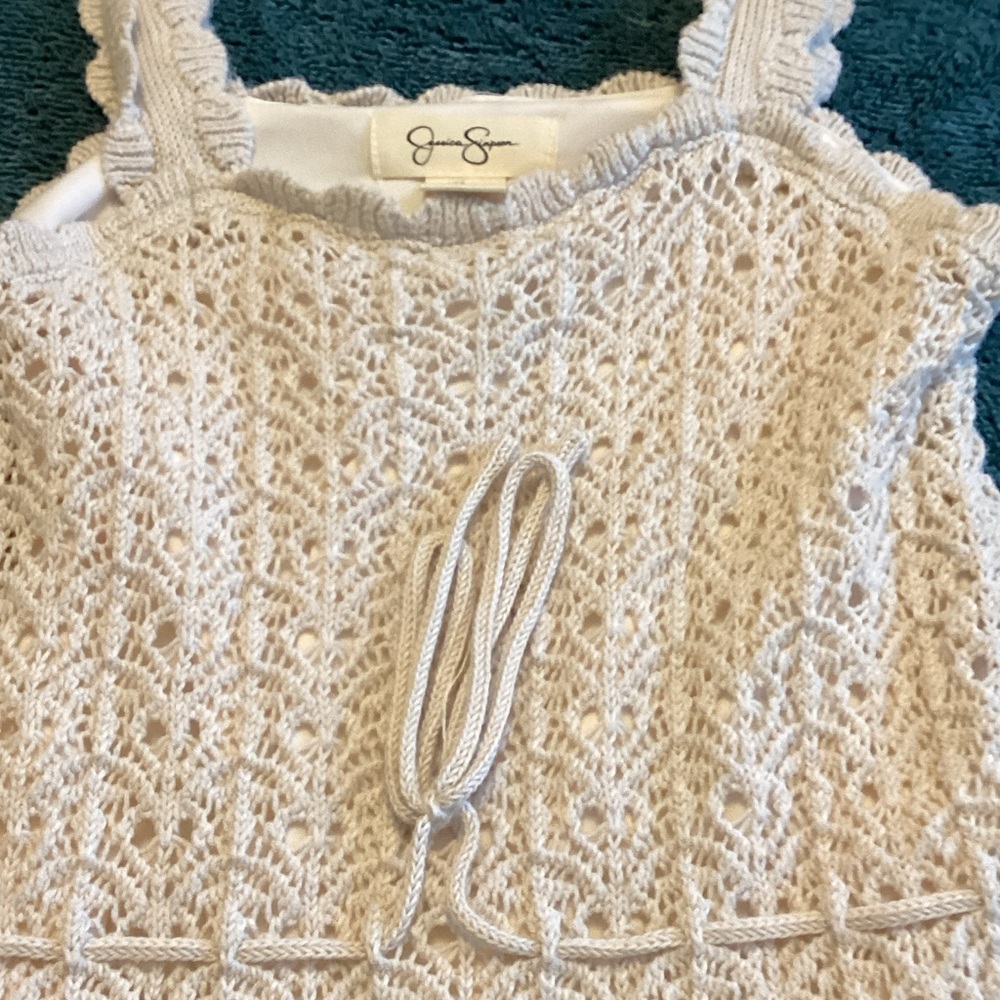 Jessica Simpson Ivory Crochet Tank